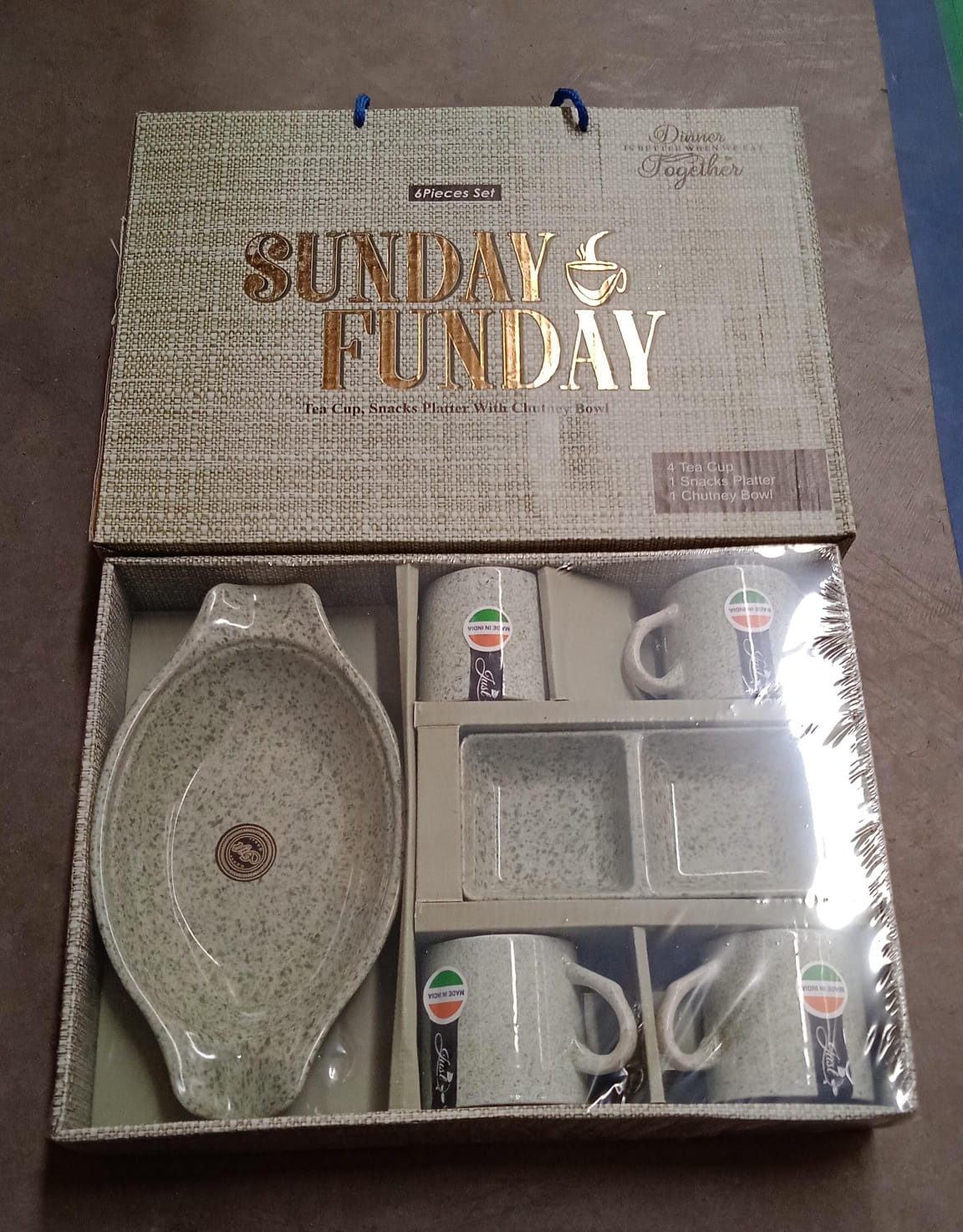 Sunday Funday 6-Piece Tea Set – Platter & Dual Bowl Sunday Funday 6-Piece Tea Set – Platter & Dual Bowl